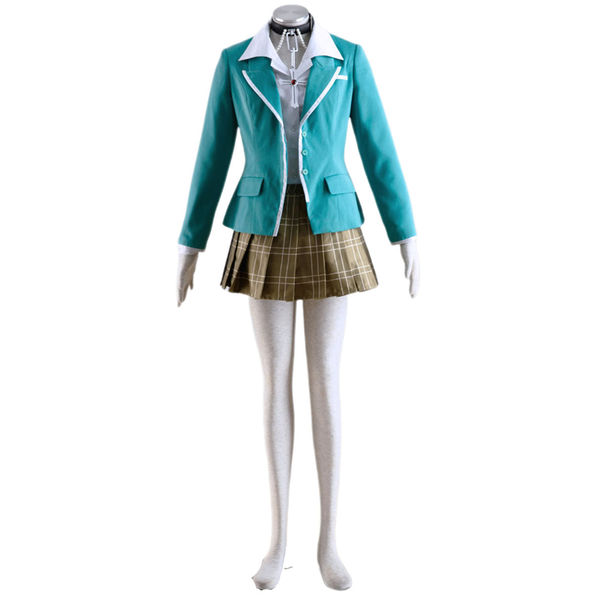 Rosario+Vampire Costumes Moka Akashiya Cosplay Uniform Kit with Necklace