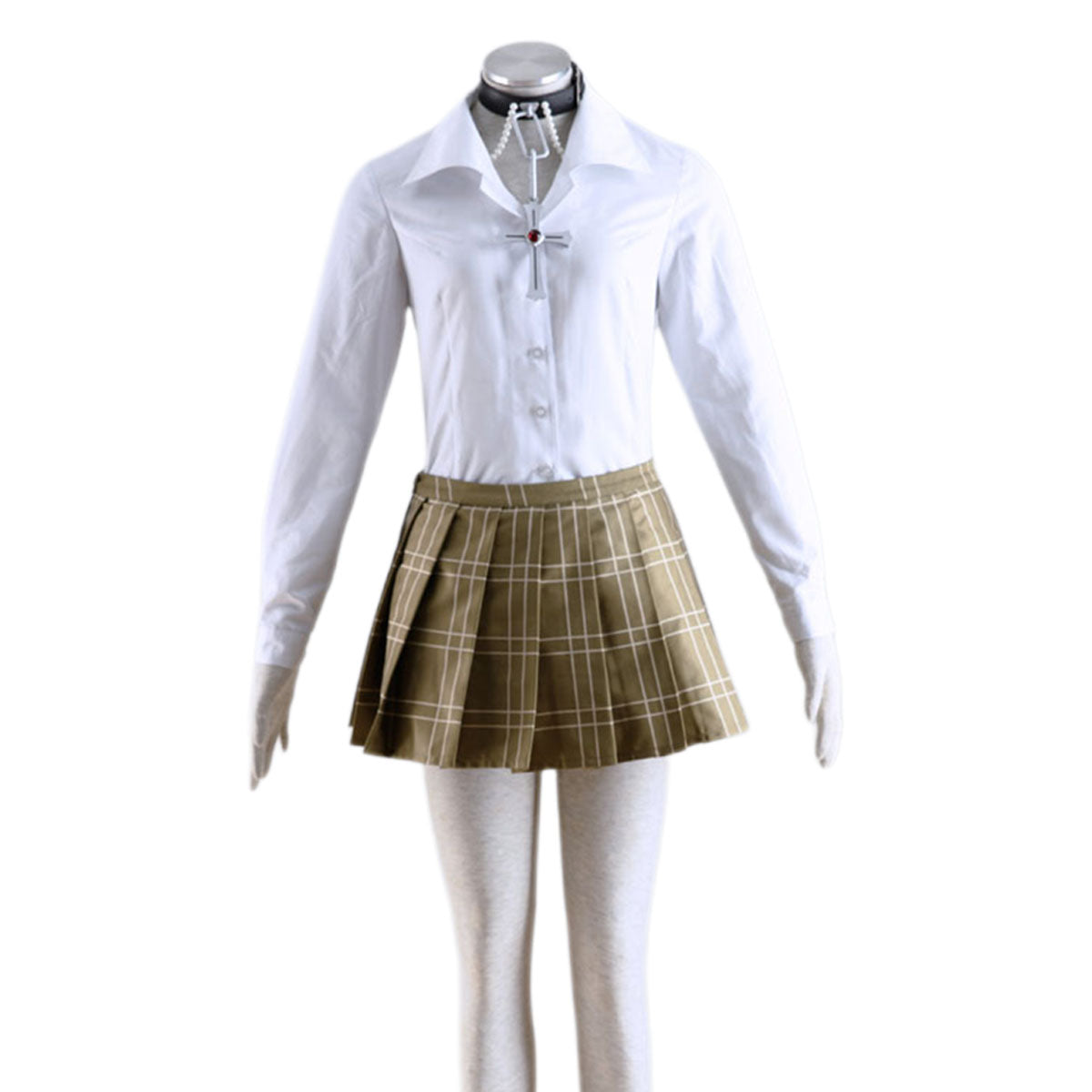 Rosario+Vampire Costumes Moka Akashiya Cosplay Uniform Kit with Necklace