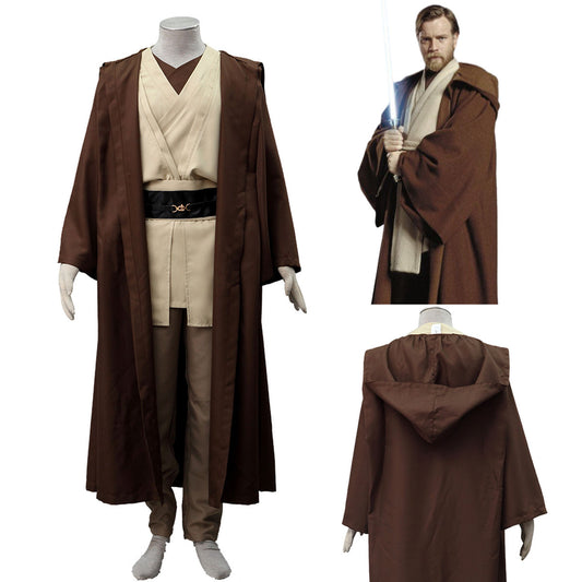 Star Wars Jedi Knight Obi-Wan Kenobi Cosplay Costume Full Outfit Kit