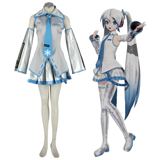 Vocaloid Costumes Yuki Snow Miku Cosplay Dress Kit with Accessories