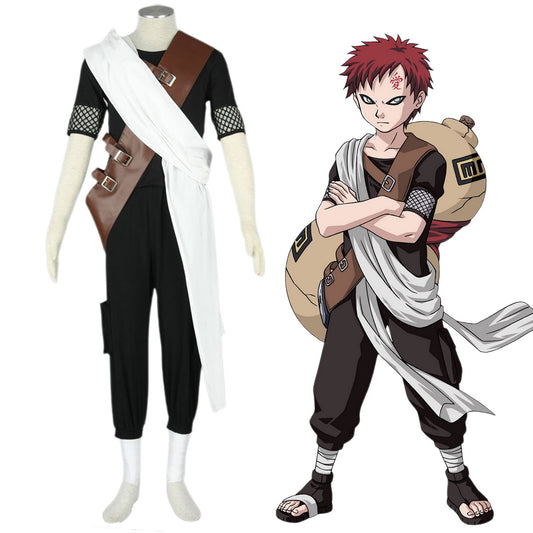 Anime Naruto Gaara Short Sleeves Cosplay Costume full Outfit Kit