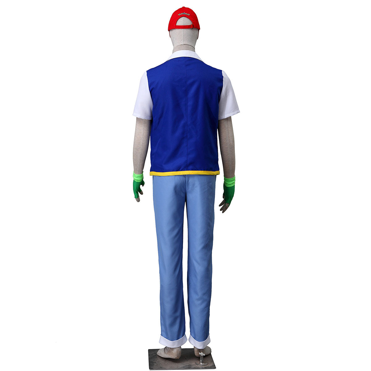 Anime Pokemon Trainer Ash Ketchum Short Sleeve Costume Kit with Hat and Gloves