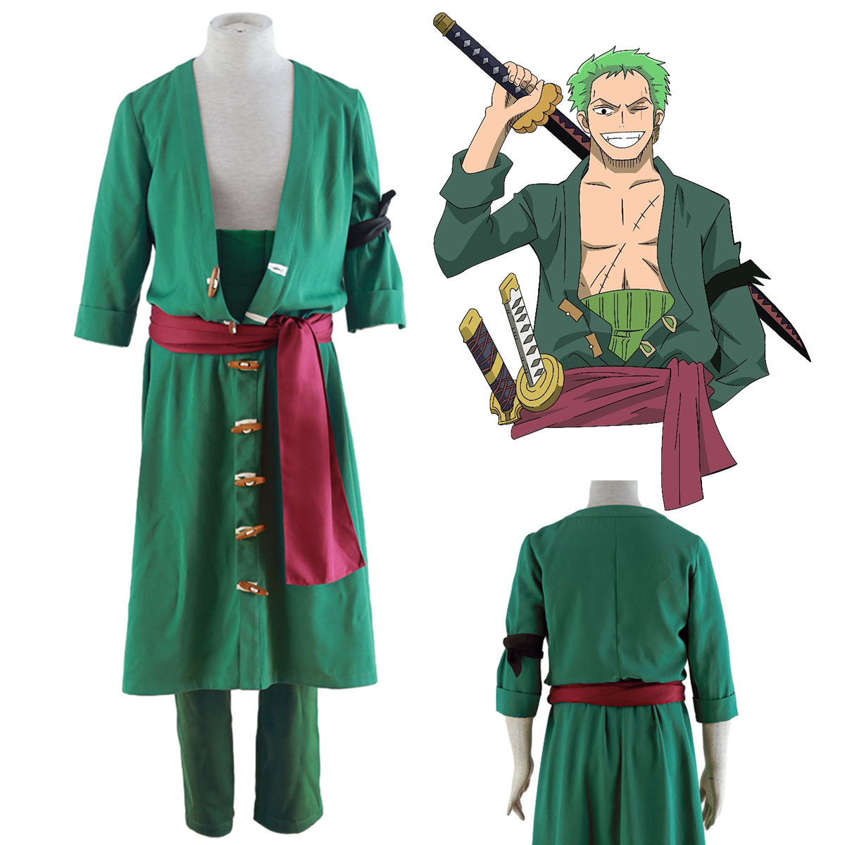 Anime One Piece Roronoa Zoro Cosplay Costume Kit full Outfit