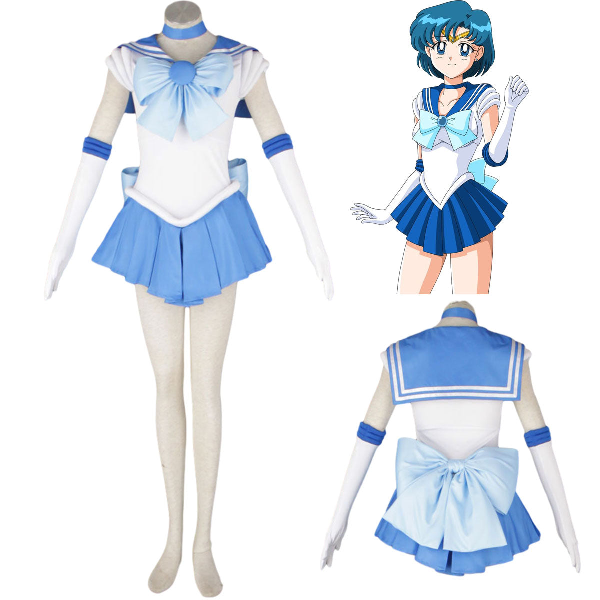 Sailor Moon Sailor Mercury Mizuno Ami Cosplay Costume  Kit with Accessories