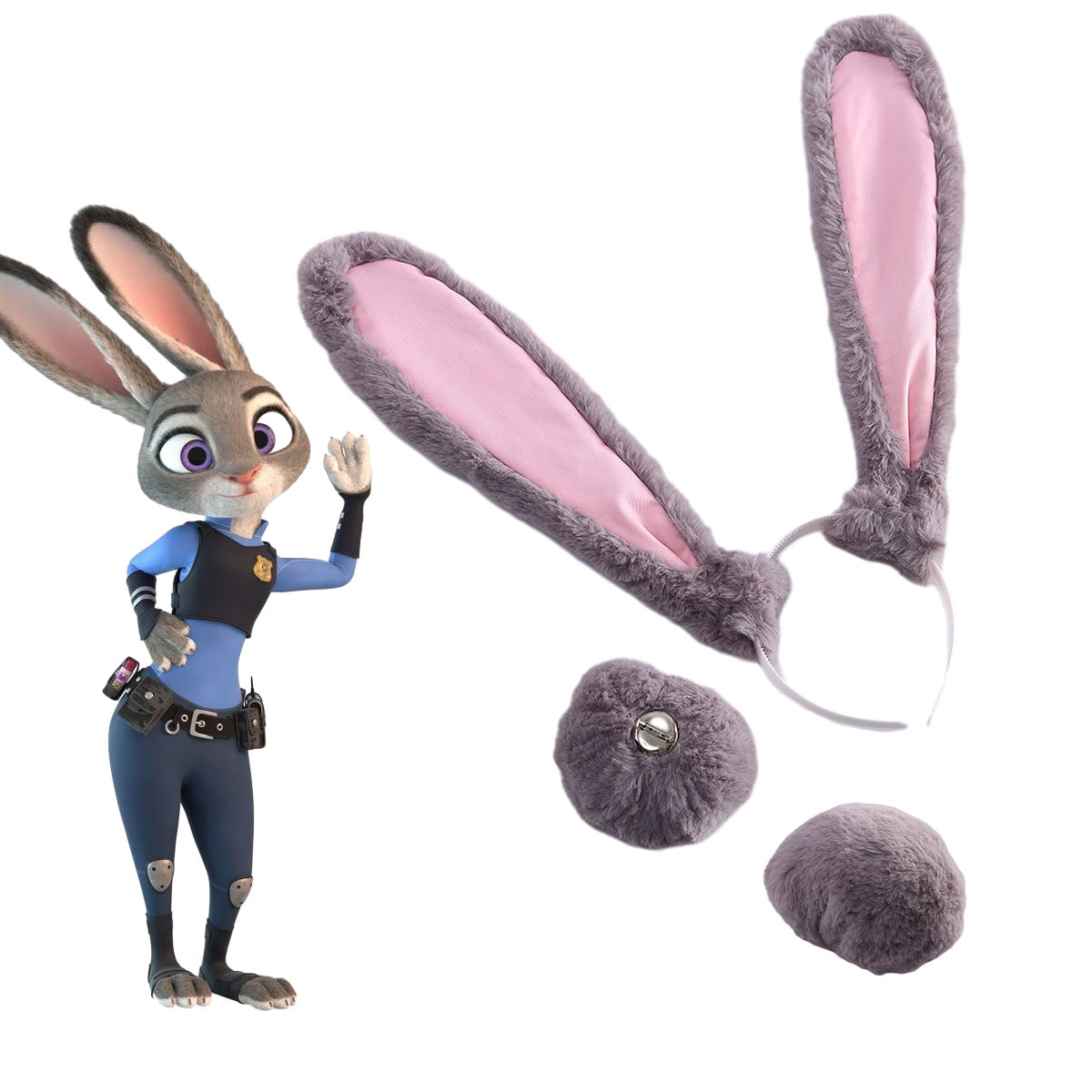 Zootopia Costume The Rabbit Judy Cosplay Ears and Tail Accessories