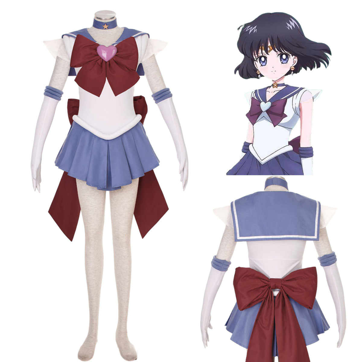 Sailor Moon Super S Sailor Saturn Tomoyo Hotaru Cosplay Costume Kit with Accessories