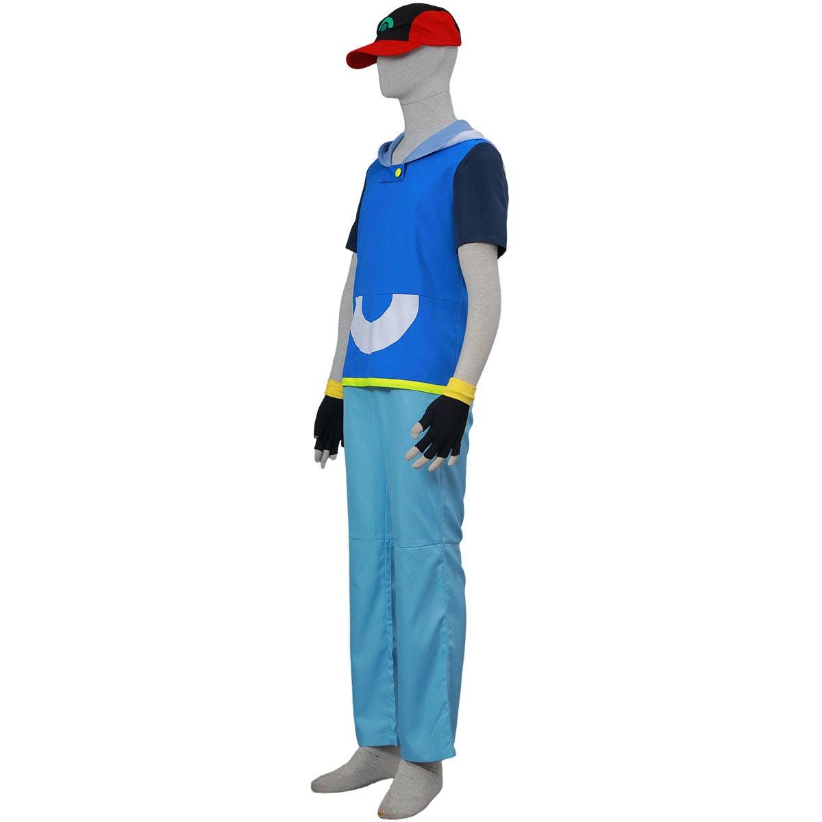 Anime Pokemon Trainer Ash Ketchum Hoodie Costume Kit with Hat and Gloves