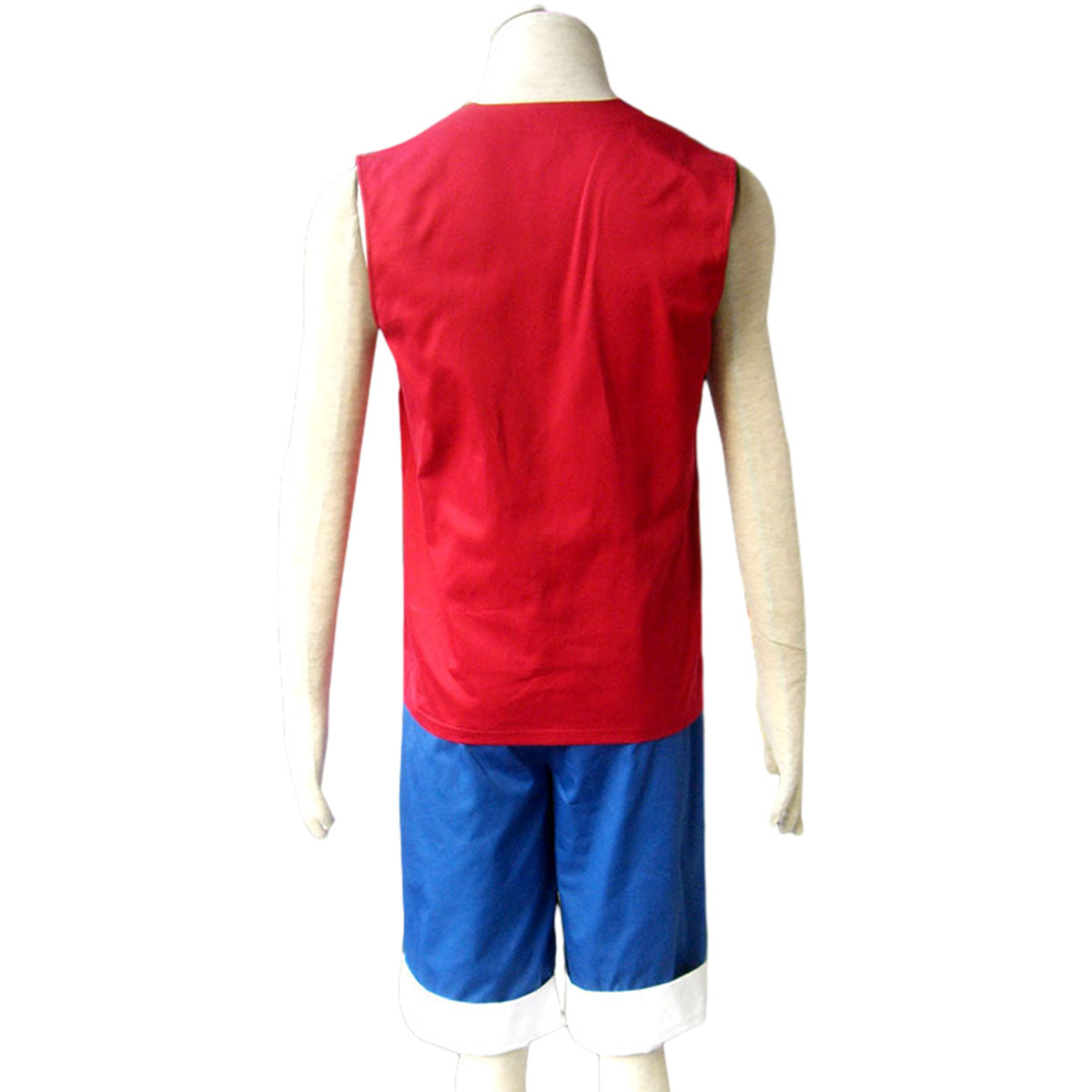 Anime One Piece Luffy Sleeveless Cosplay Costume Kit with Hat