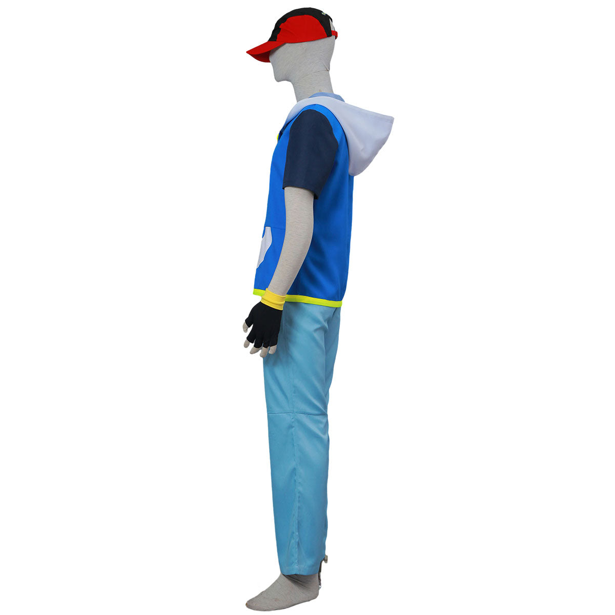 Anime Pokemon Trainer Ash Ketchum Hoodie Costume Kit with Hat and Gloves