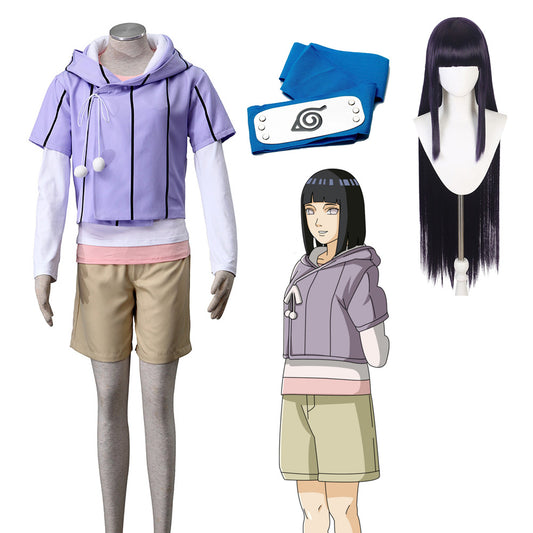 Naruto Boruto Hyuga Hinata Cosplay Costume full Outfit Kit wigh Wig