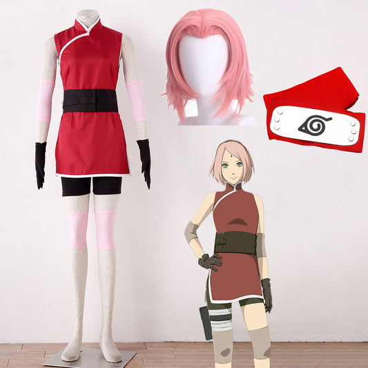 Naruto The Last Haruno Sakura Cosplay Costume full Outfit Kit with Wig