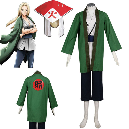 Naruto Shippuden Tsunade 5th Hokage Cosplay Costume Kit with Hat