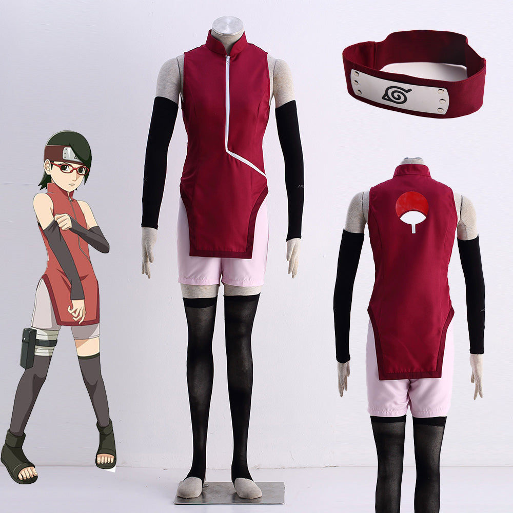 Anime Boruto Uchiha Sarada Cosplay Costume full Outfit Kit