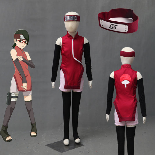 Anime Boruto Uchiha Sarada Cosplay Costume Outfit Kit